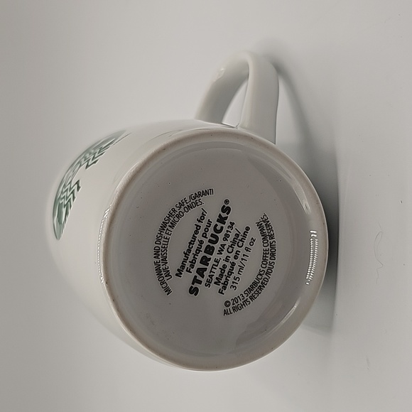 Starbucks Coffee Cup Mugs 2013 White Ceramic with Green Logo - Picture 3 of 3